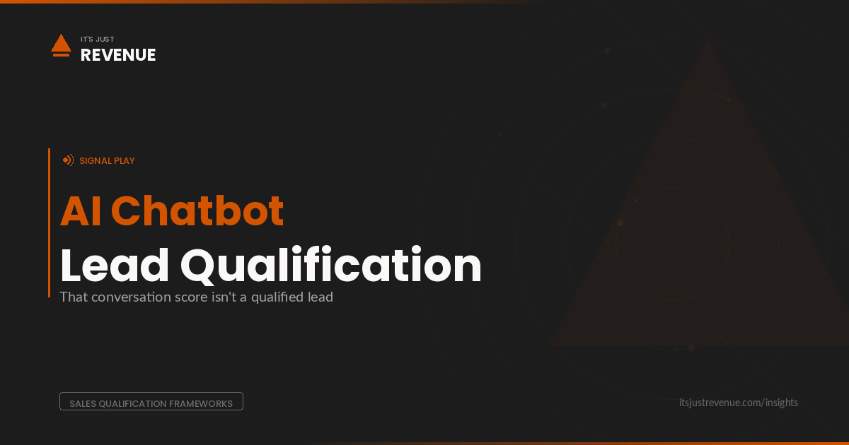 AI Chatbot Lead Qualification sales play — detecting genuine buyer intent through conversational signals rather than chatbot scores | It's Just Revenue