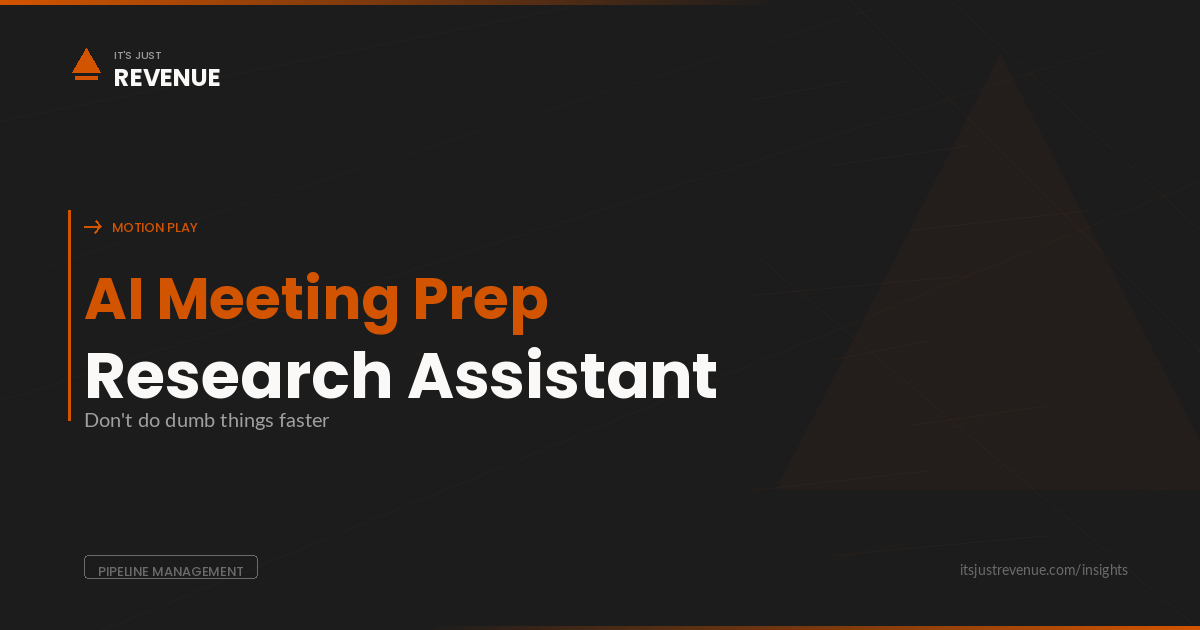AI Meeting Prep sales play — automating meeting research without automating ignorance | It's Just Revenue