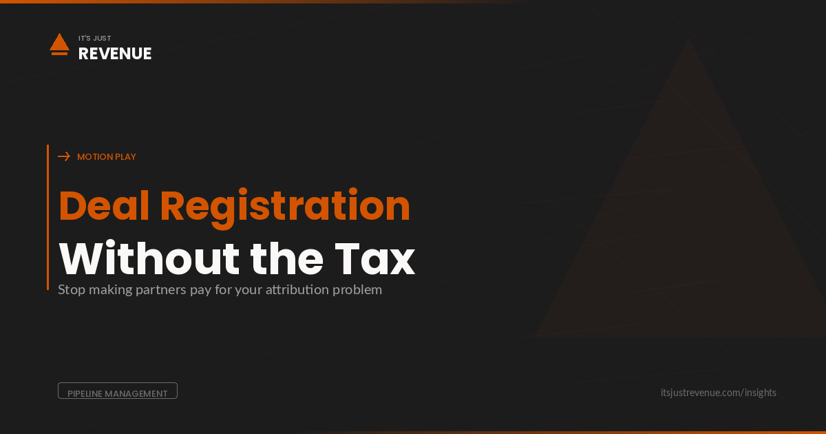Channel-Led Deal Registration sales play — removing friction from partner deal registration to drive co-sell revenue | It's Just Revenue