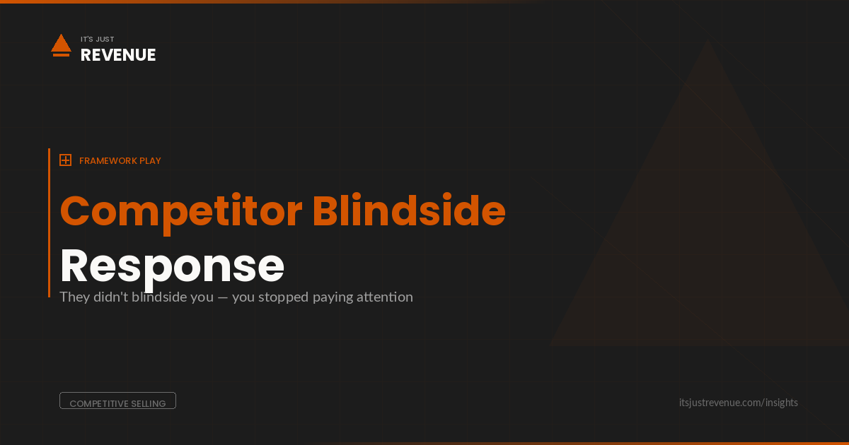 Competitor Blindside Response sales play — recovering deals when an unexpected competitor enters the evaluation through strategic repositioning and value reinforcement | It's Just Revenue
