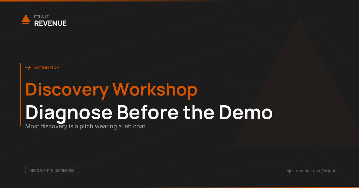 Discovery Workshop Offer sales play: diagnose the problem with the buying committee before the demo | It's Just Revenue