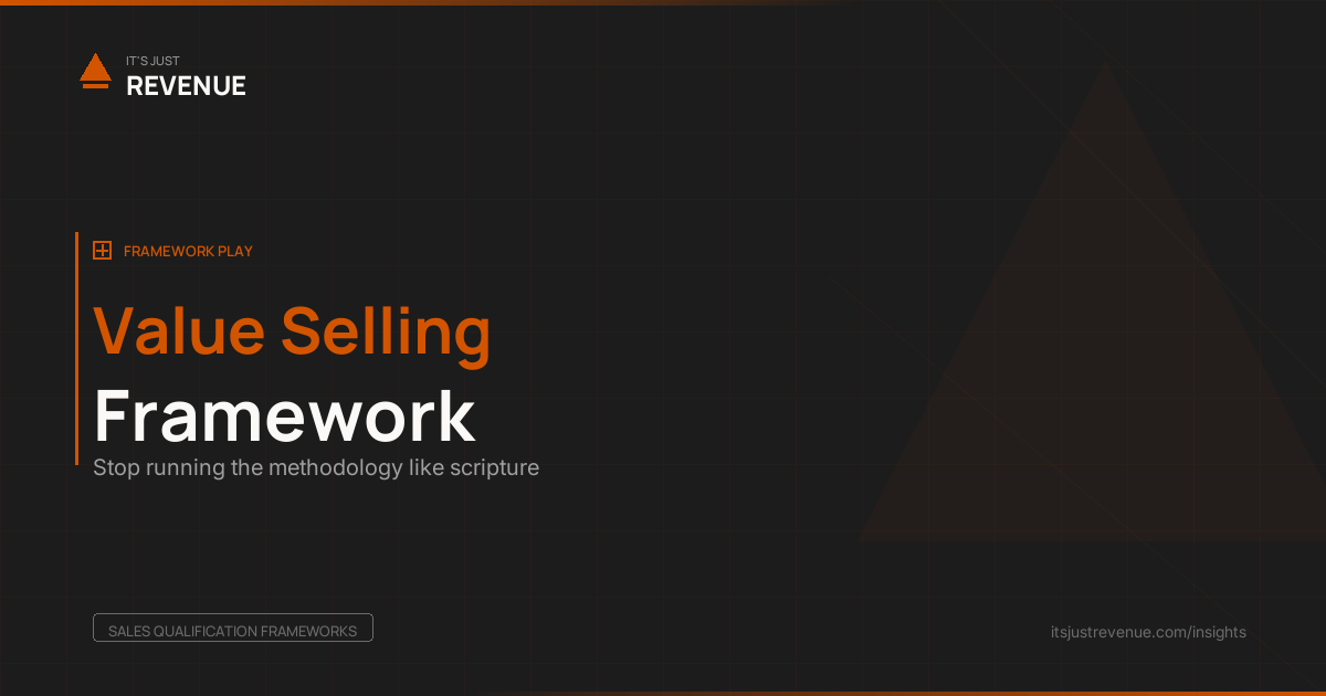 Value Selling Framework sales play — practitioner guide to QPF, OPC, and Plan Letters | It's Just Revenue